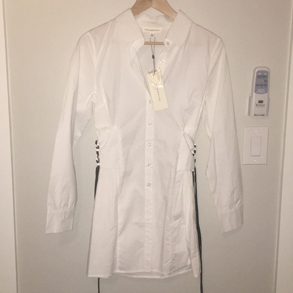 white button up mini corset dress